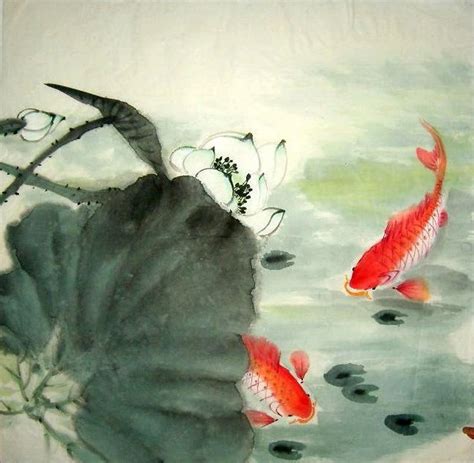 Chinese Koi Fish Painting 0 2326005 69cm X 69cm27〃 X 27〃