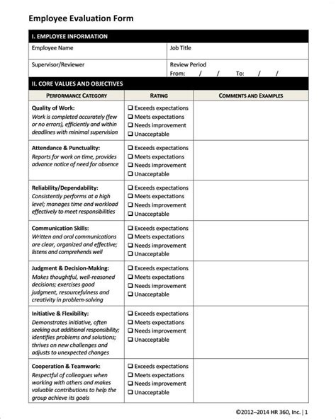 hr evaluation forms hr templates  premium templates