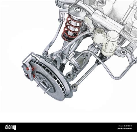 Multi Link Front Car Suspension With Brake Perspective View
