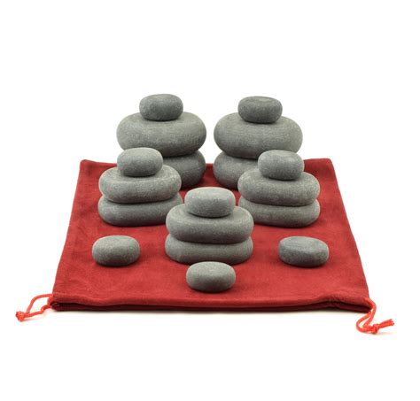 Massagemaster Hot Stone Massage Set 18 Basalt Stones In Drawstring Bag