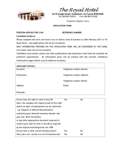 Free 8 Restaurant Application Forms In Pdf Ms Word