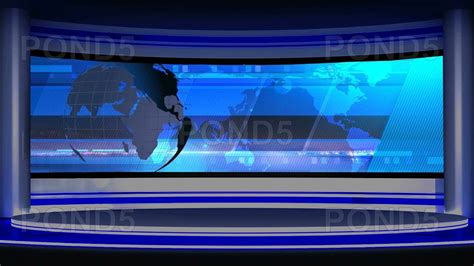 News TV Studio Set 14 Virtual Green Screen Background Loop Green