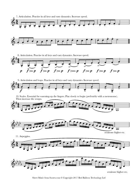 Clarinet Warm Up Exercises Sheet Music For Clarinet