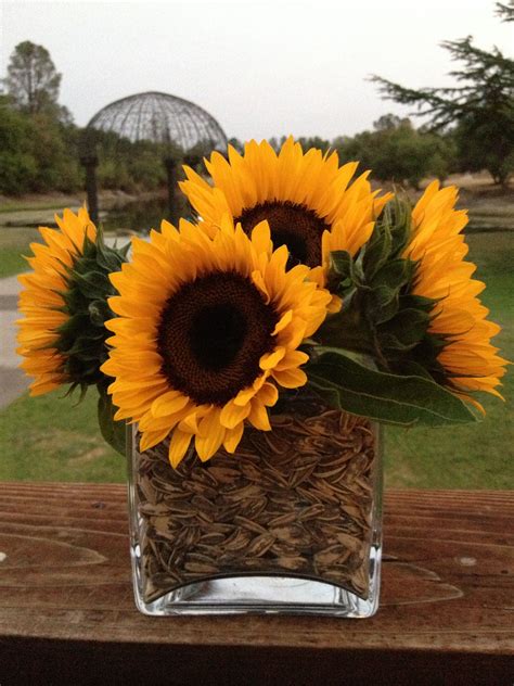 Simple Centerpiece A Vase Inside A Vase With Sunflowers And Sunflower