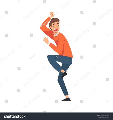 Scared Panicked Man Fear Expression Emotional Stock Vector Royalty