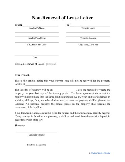Non Renewal Of Lease Letter Template Fill Out Sign Online And Download PDF Templateroller