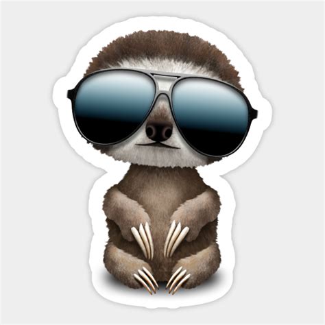 Cool Baby Sloth Wearing Sunglasses Baby Sloth Sticker Teepublic