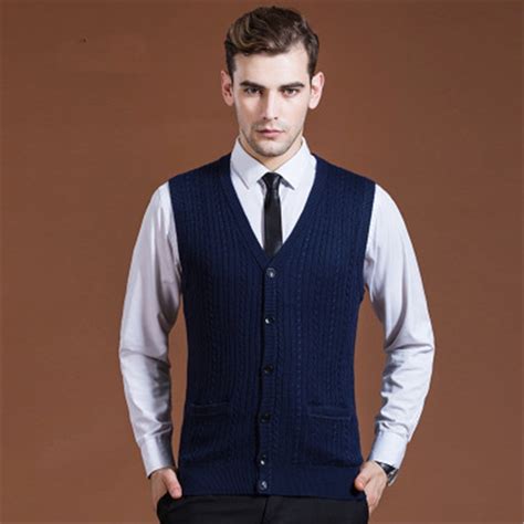 New Men Sleeveless Sweaters Vest Knitted Warm Wool V Neck Sweaters