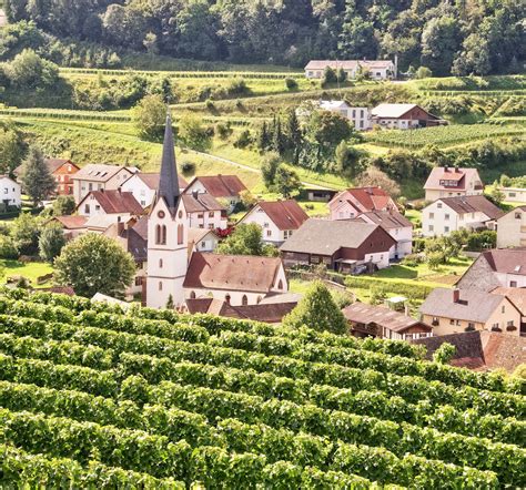 A Small Village Surrounded By Lush Green Fields