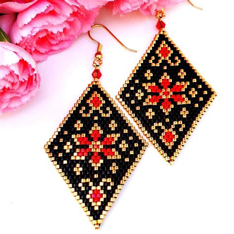 Brick Stitch Earrings Patterns Brick Stitch Pattern Instant Etsy