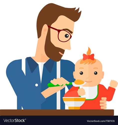 Man Feeding Baby Royalty Free Vector Image Vectorstock