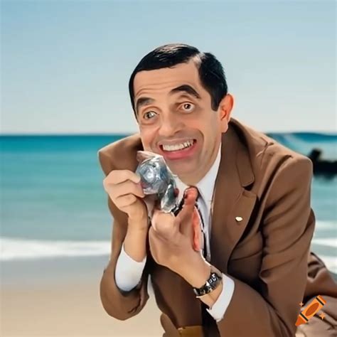 Mr Bean In Beach On Craiyon