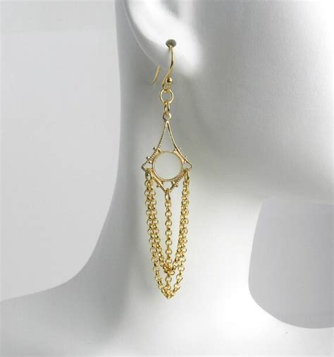 Gold Chain Chandelier Earrings Chandelier By Marisadianedesigns