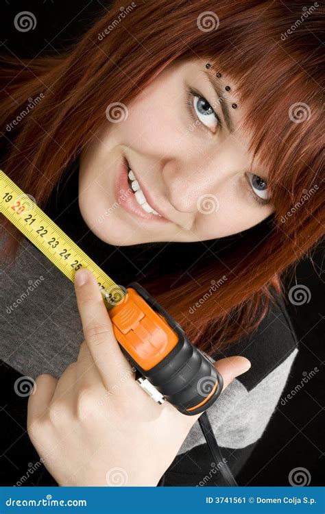 Girl Using Measuring Tape Stock Image Image Of Amicable 3741561