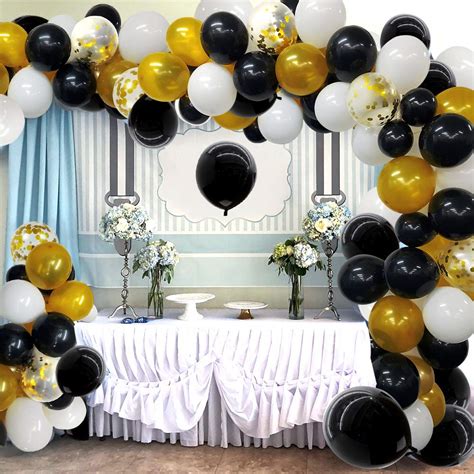 Buy Black And Gold Balloons Garland Arch Kit 118pcs Latex Black White
