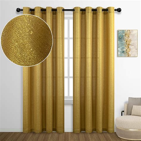 Gold Curtain Panels 95 Inches Long For Living Room Pair Set