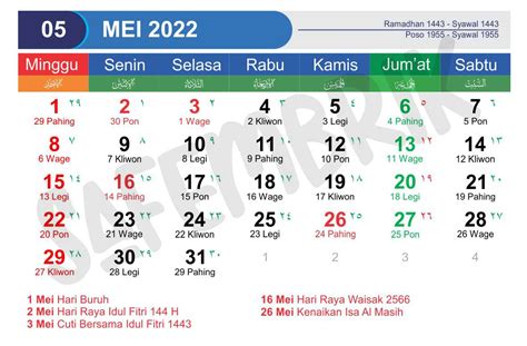 Kalender 2022 April Lengkap Dengan Hijriyah At Idul Adha