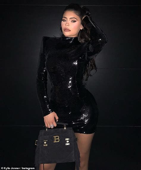 Kylie Jenner Flaunts Curves In Clinging Sequined Black Dress While Out With Gal Pal Daily Mail