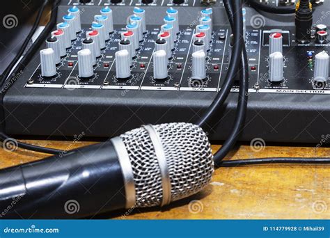 Professional Condenser Studio Microphone Over The Musician Blurred