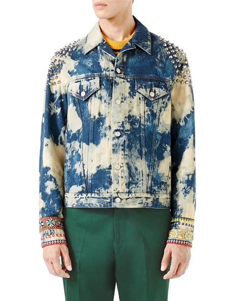 Lyst Gucci Washed Studded Denim Jacket In Blue For Men