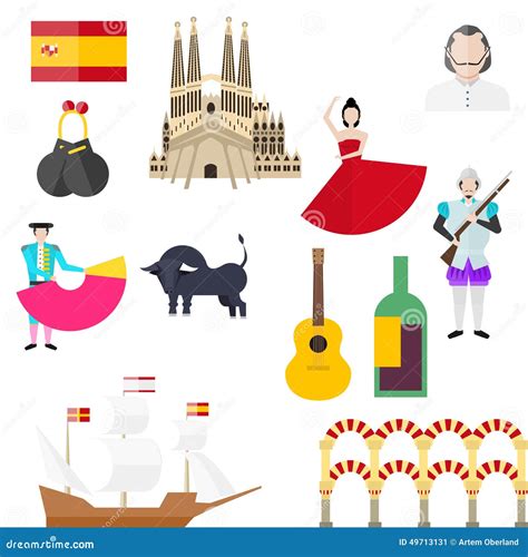 Spanish Symbols Signs And Landmarks Stock Illustration Illustration