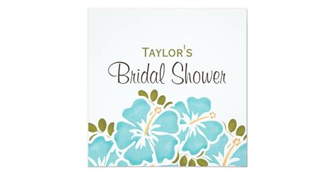 Blue Hibiscus Bridal Shower Invitations Zazzle