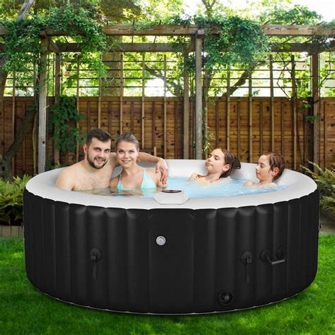 Shop Goplus Portable Inflatable Bubble Massage Spa Hot Tub 4 Person Relaxing Outdoor Black