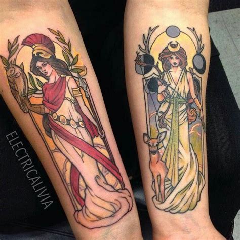 Experience world famous club tattoo. Artemis & Athena | Athena tattoo, Tattoos, Tattoos and ...