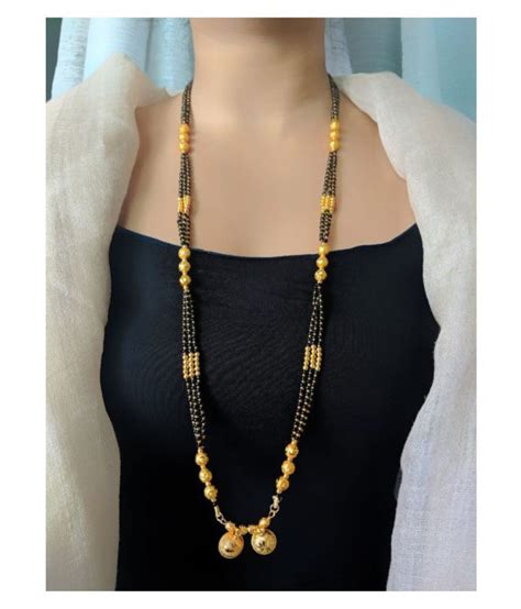 Jewellery Womens Pride Gold Plated 2 Vati Tanmaniya Pendant Mangalsutra 37 Inches Length Chain