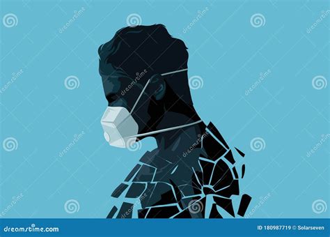 A Man In Self Isolation Wearing A Face Mask Stock Vector Illustration