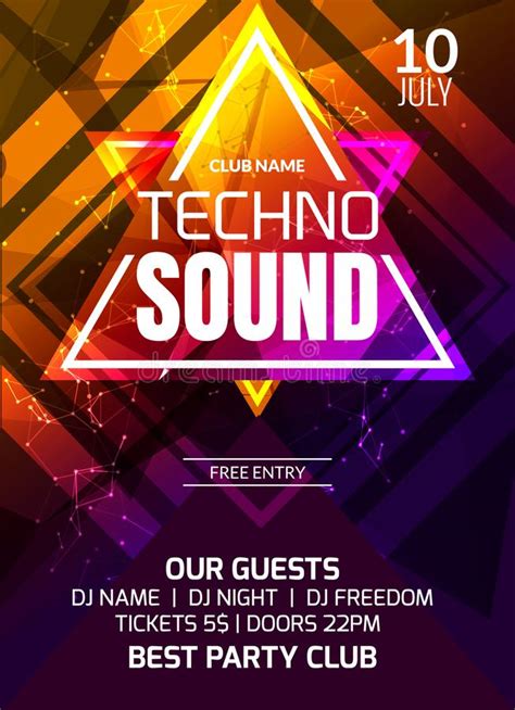 Techno Sound Music Party Template Dance Party Flyer Brochure Party