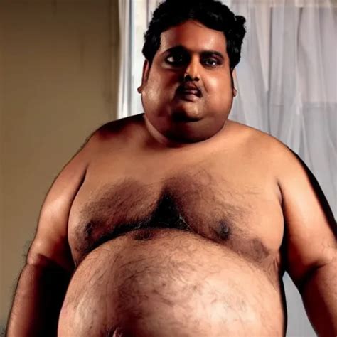 Very Fat Very Obese Indian Man With Nipple Piercings Stable