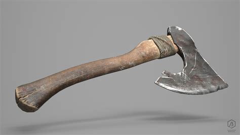 3d Model Game Ready Aged Wooden Axe Vr Ar Low Poly Cgtrader