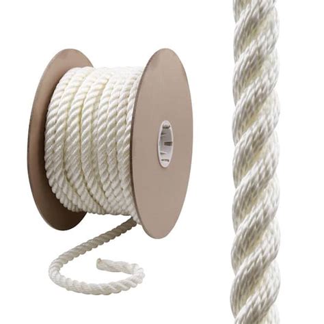 Everbilt 34 In X 150 Ft Nylon Twist Rope White 72630 The Home Depot