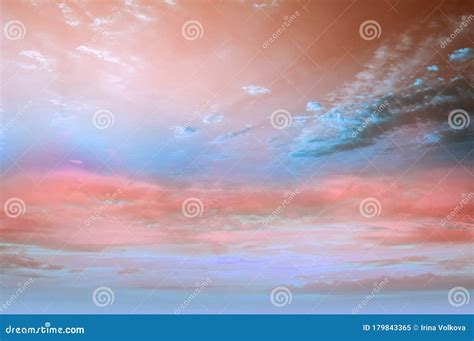 Sky And Sunset Colorful Rainbow Colors Blue Pink Yellow Clouds Skyline