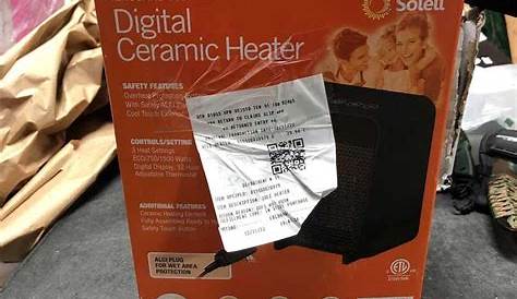 Soleil Electric Digital Ceramic Heater 1500W Indoor Black Ptc-916B