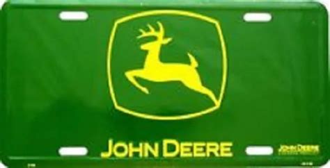 John Deere Logo Green Background Embossed Metal Novelty License Plate