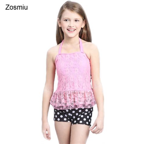 Zosmiu Hot Selling Lace Slim Swimwear Kids Summer Holiday Dots