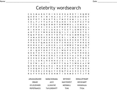 Celebrity Wordsearch Wordmint Word Search Printable