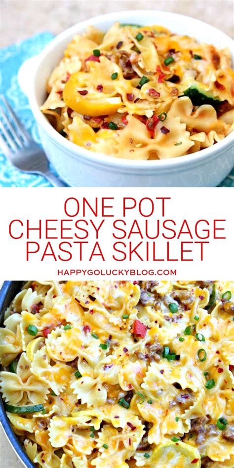 … shout out to budgetsavvydiva.com for the original recipe that inspired this adaptation! One Pot Cheesy Sausage Skillet Pasta | Recipe | Cheesy ...