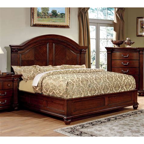 Furniture Of America Tamp Traditional Cherry Solid Wood Platform Bed In 2020 Traditional