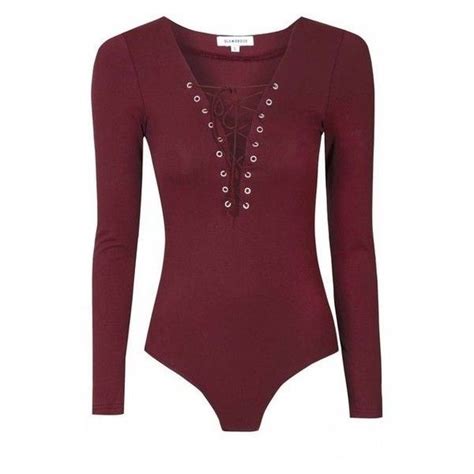 Burgundy Lace Up Body Liked On Polyvore Featuring Tops Laced Up