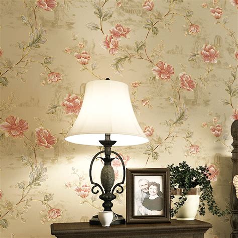American Style Rustic Country Wallpapers Floral Non Woven Bedroom Wall