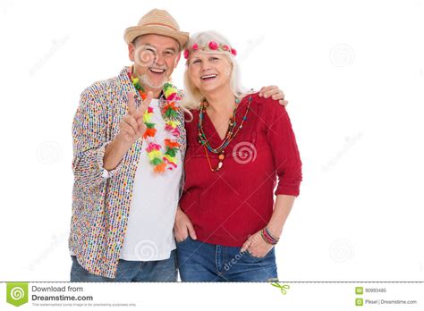 Senior Couple Dressed Like A Hippie Stock Image Image Of Background