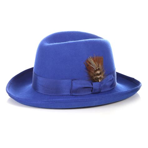 Ferrecci Premium Classic Royal Blue Wool Godfather Hat Fhyinc