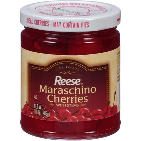Reese Maraschino Cherries With Stems 10 Oz Pack Of 12