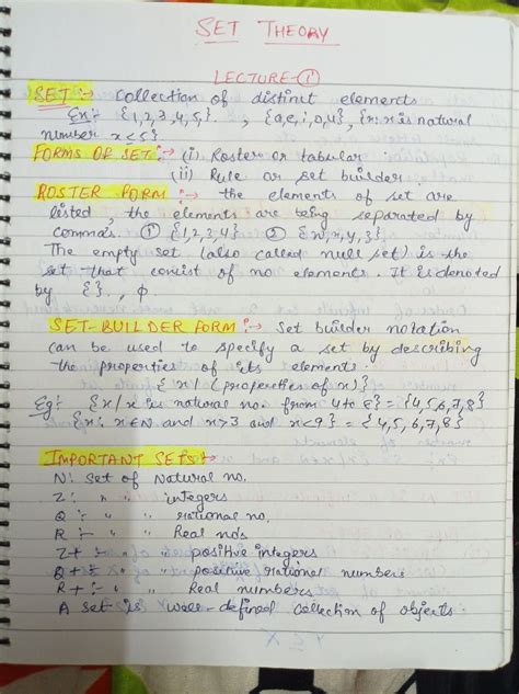 Class 11th Maths Set Theory Handwritten Notes Pdf This Contain