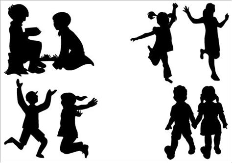 Children playing | Kids silhouette, Silhouette, Silhouette ...