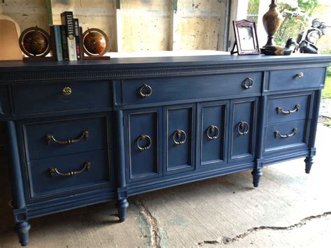 Navy Blue Painted Vintage Dresser By Twice Loved Furniture Creations