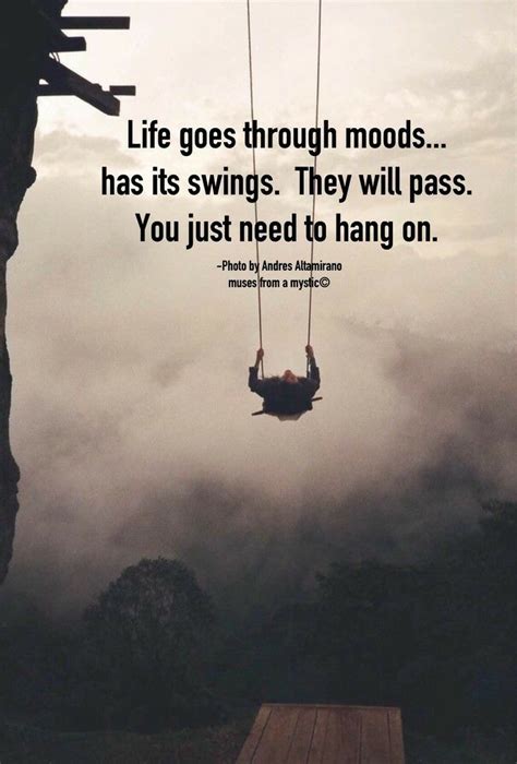 A Swing Hanging From The Side Of A Tree With A Quote About Life Goes Through Mods